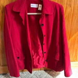 Alfred Dunner Red Jacket Faux Suede Sz 12